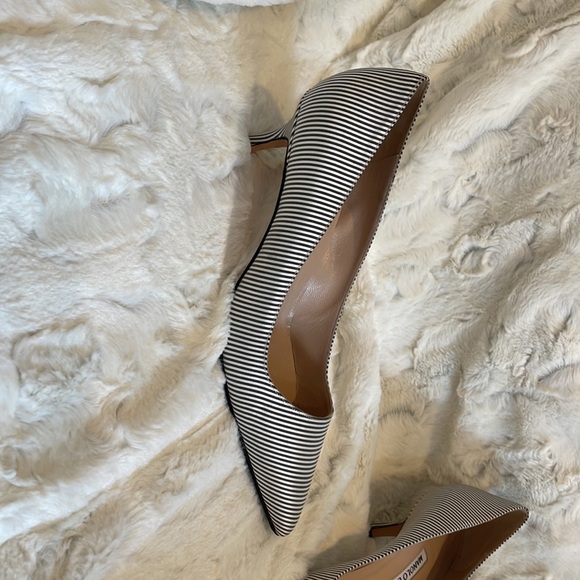 Manolo Blahnik size 38 Dark Grey and White Striped Fabric Heels. Re-soled. - Picture 6 of 7